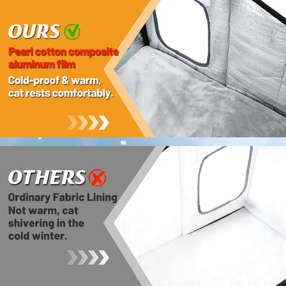 Weatherproof Outdoor Heated Cat House with Thermostatic Heating Pad