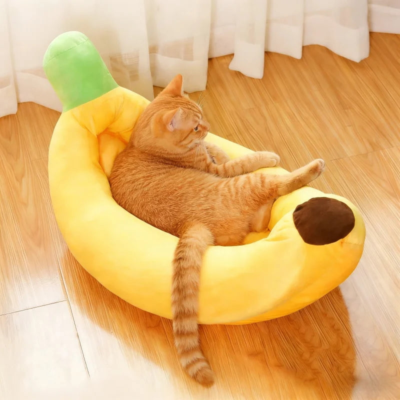 Cama plátano de felpa para mascotas