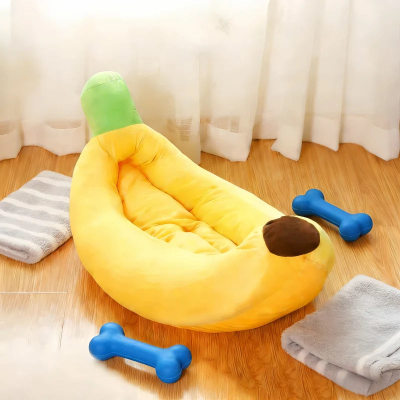 Cama plátano de felpa para mascotas