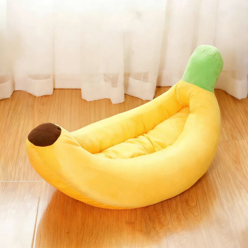 Cama plátano de felpa para mascotas